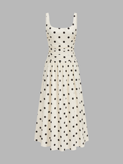 Polka Dot Ruched Cami Maxi Dress