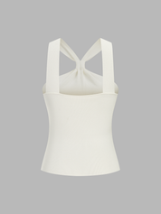 Knot Detail Ribbed Knit Tank Top