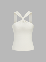 Knot Detail Ribbed Knit Tank Top
