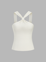 Knot Detail Ribbed Knit Tank Top