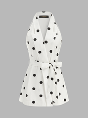 Polka Dot Belted Top & Shorts Set