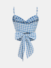 Gingham Wrap Tie Cami Top & Midi Skirt Set
