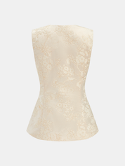 Floral Jacquard Sleeveless Vest & Shorts Set