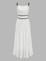 Polka Dot Pleated Cami Maxi Dress