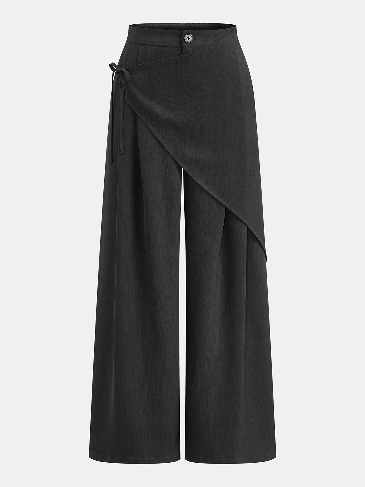 Wrap-Front Overlap Wide Leg Pants
