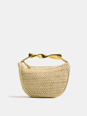 Twisted Handle Straw Woven Handbag