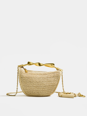 Twisted Handle Straw Woven Handbag