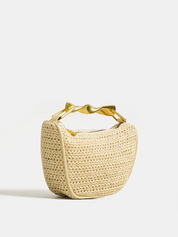 Twisted Handle Straw Woven Handbag