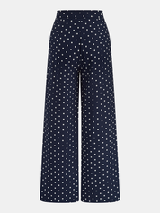 Linen Blend Polka Dot Peplum Top & Pants Set