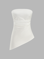 Strapless Asymmetrical Ruched Top & Pants Set