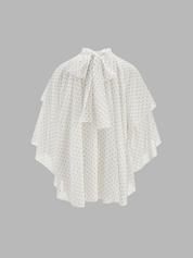 Layered Polka Dot High Neck Cape Blouse