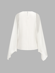 Tencel-Blend Asymmetric Flowy Blouse