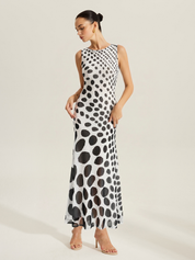High Stretch Polka Dot Mesh Maxi Dress