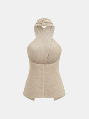 Crisscross Halter Knit Sleeveless Top