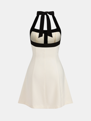 Contrast Halter A-Line Mini Dress