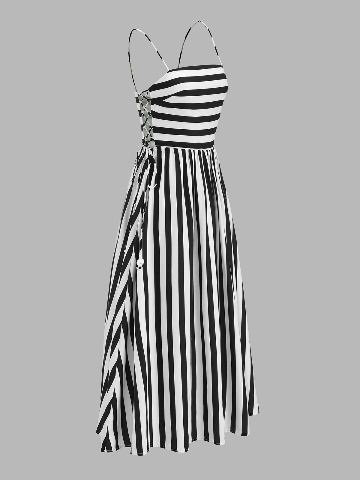 Striped Cami Lace Up Side Maxi Dress