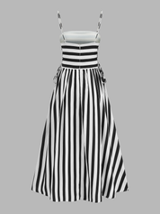 Striped Cami Lace Up Side Maxi Dress