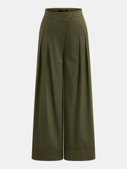 Asymmetric Pleated Wide Leg Pants