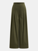Asymmetric Pleated Wide Leg Pants