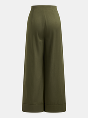 Asymmetric Pleated Wide Leg Pants