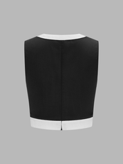 Contrast Trim Crop Top & Slit Midi Skirt Set