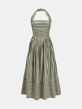 Striped Halter Neck Maxi Dress