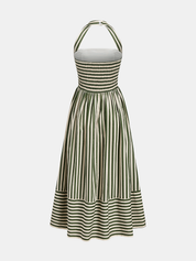 Striped Halter Neck Maxi Dress