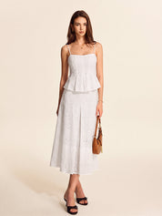 Eyelet Embroidered Cami Top & Midi Skirt Set
