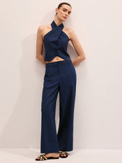 Linen Blend Halter Vest & Pants Set