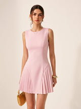 Sleeveless Pleated Mini Dress