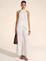 Halter Asymmetric Hem Top & Pants Set