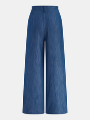 Faux Denim Halter Ruched Top & Pants Set