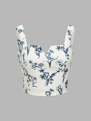 Floral Print Crop Cami Top & Wide Leg Pants Set