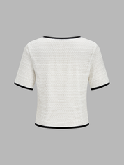 Knitted Contrast Binding Tie Front Top & Shorts Set