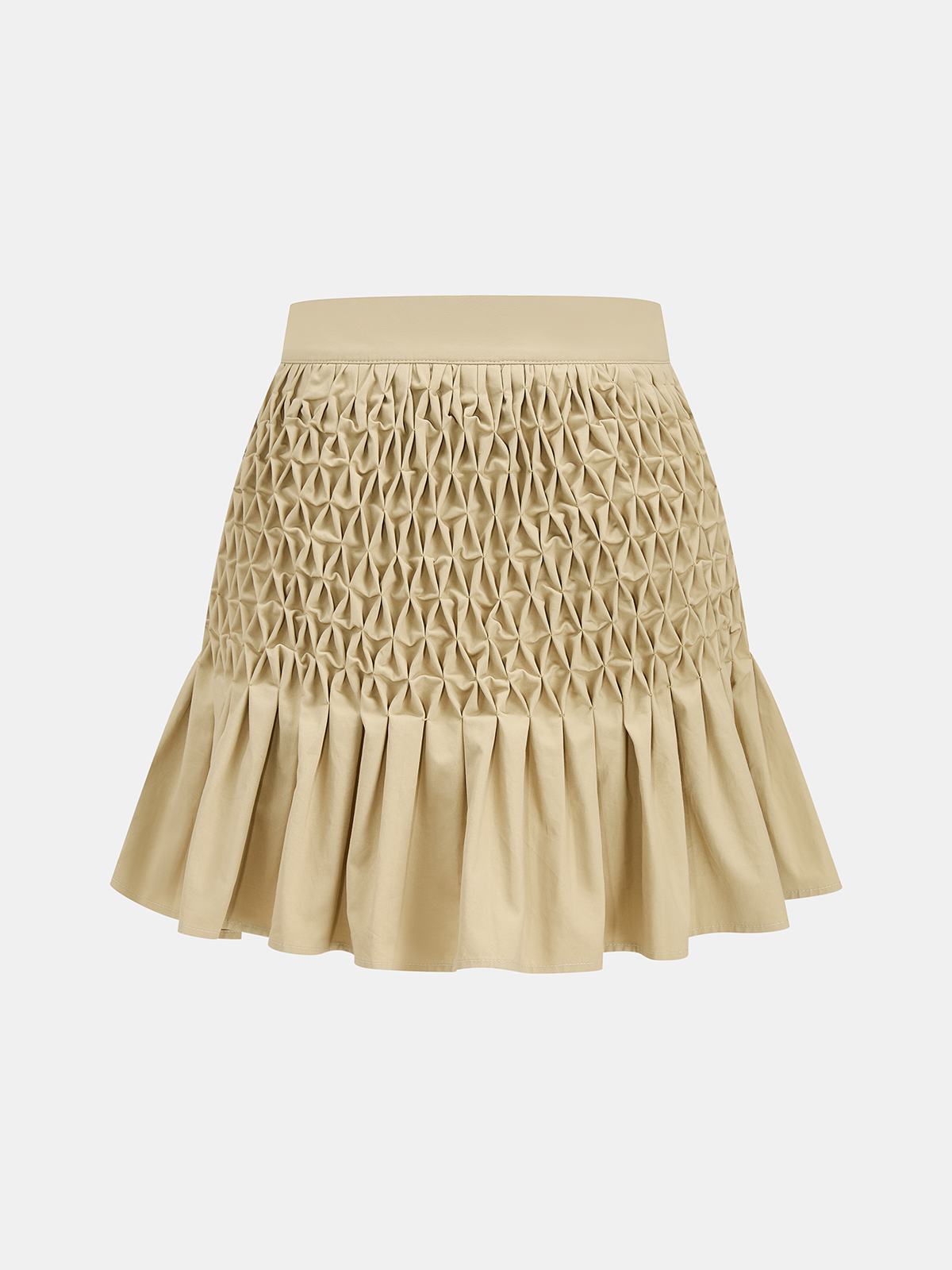 Smocked Waist Ruffle Hem Mini Skirt