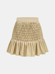 Smocked Waist Ruffle Hem Mini Skirt