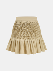 Smocked Waist Ruffle Hem Mini Skirt