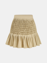 Smocked Waist Ruffle Hem Mini Skirt
