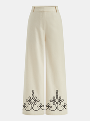Cotton Linen Embroidered Vest & Pants Set
