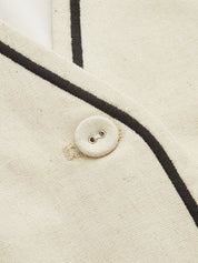 Cotton Linen Embroidered Vest & Pants Set