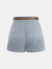 Belted Mid-Waist Casual Shorts