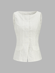 Eyelet Embroidered Tank Top & Shorts Set