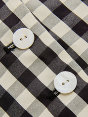 Cotton Blend Gingham Buttoned Halter Top
