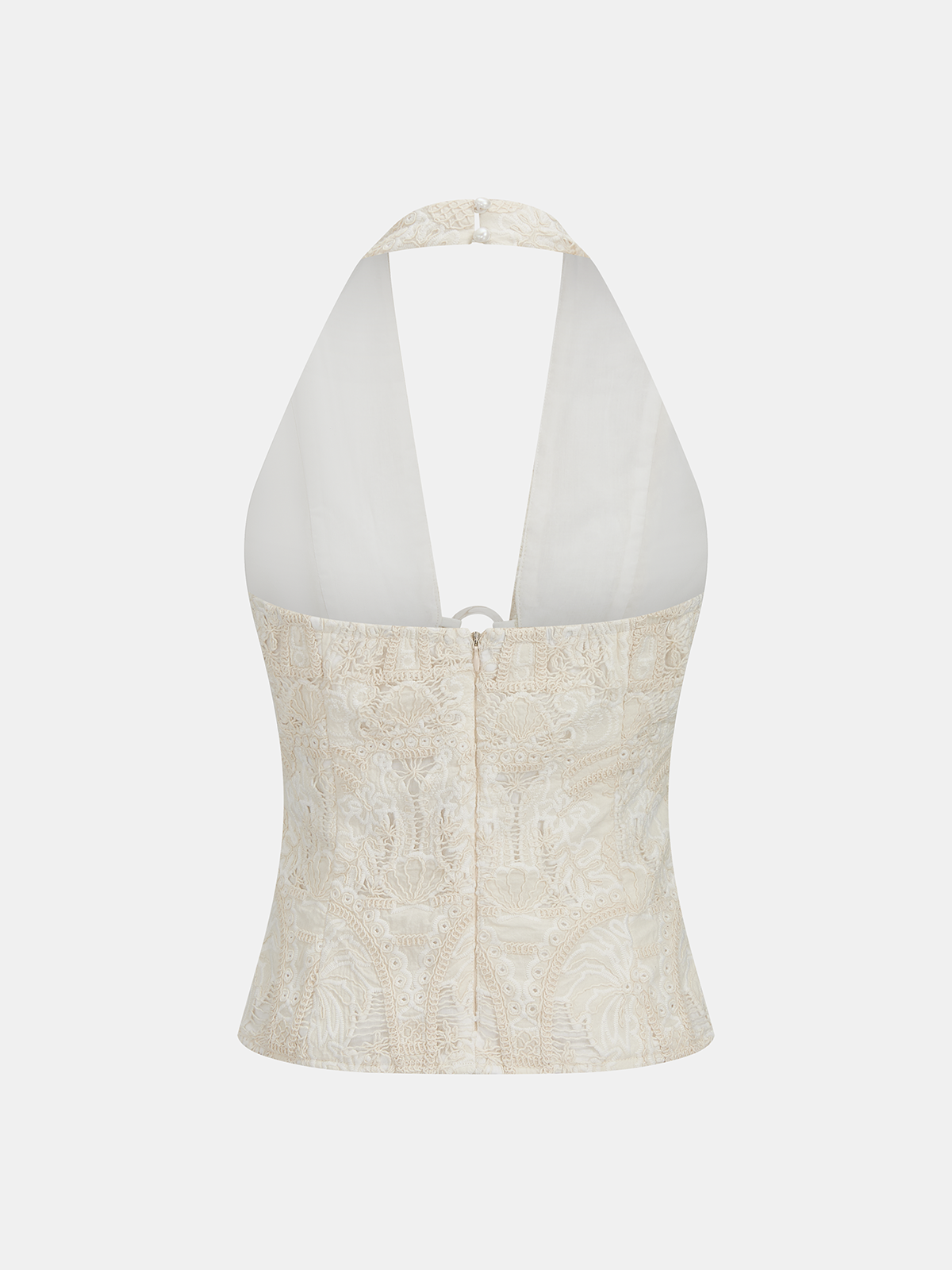 Embroidered Cotton Blend Halter Tank Top