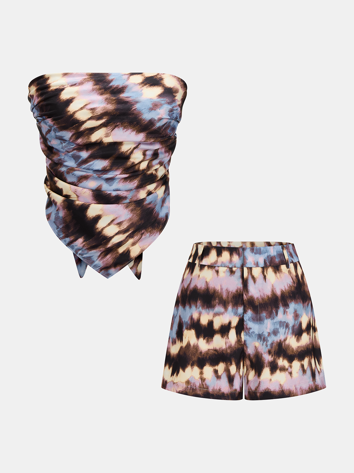 Tie Dye Strapless Top & Shorts Set