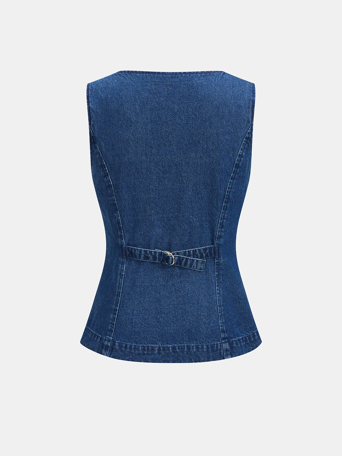 Metal Button Denim Vest & Shorts Set