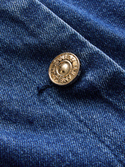 Metal Button Denim Vest & Shorts Set