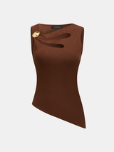 Cutout Asymmetrical Sleeveless Knit Top