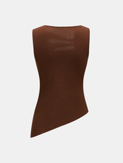 Cutout Asymmetrical Sleeveless Knit Top
