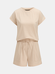 Casual Short Sleeve Top & Drawstring Shorts Set